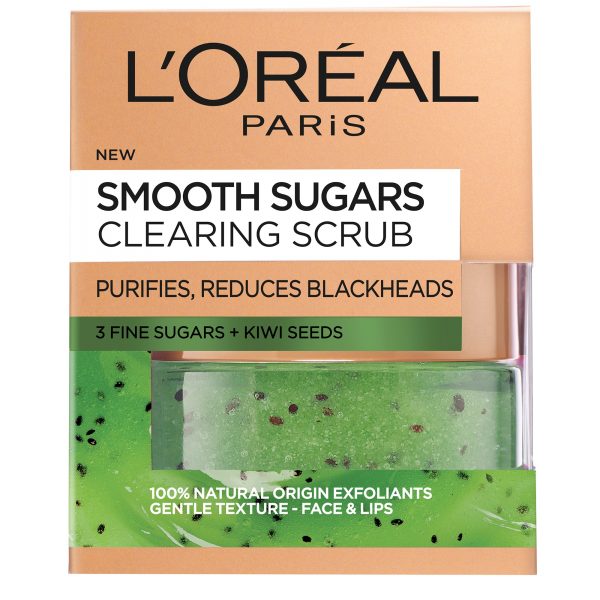 Scrub exfoliant cu zahar pentru ten cu puncte negre L'Oreal Paris, Smooth Sugars, 50 ml